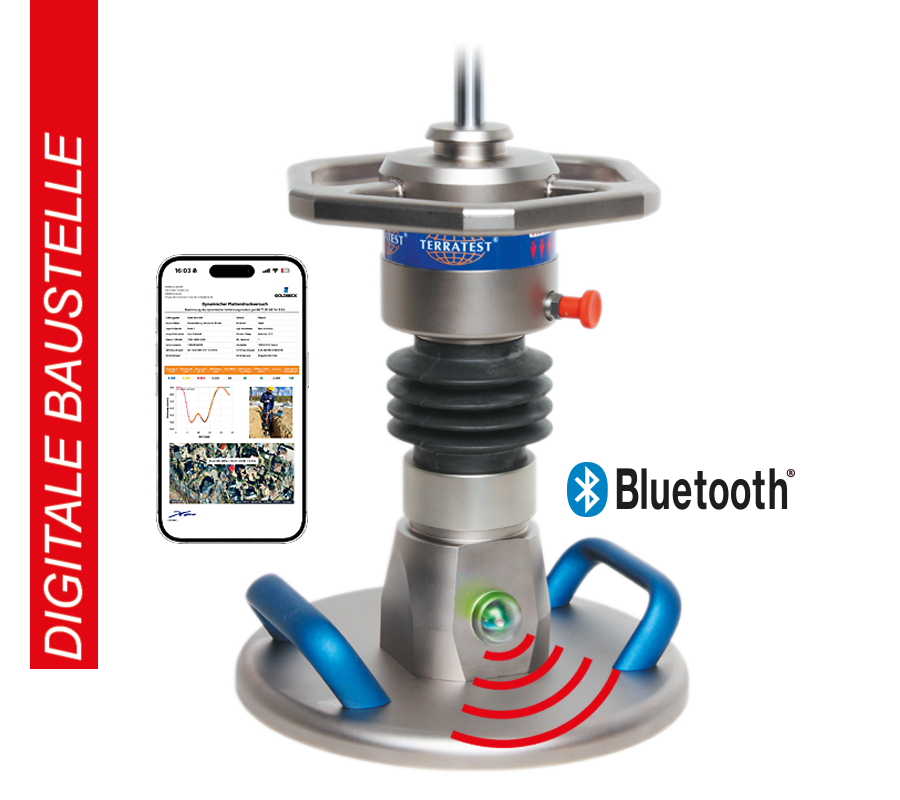 Leichtes Fallgewichtsgerät Bluetooth<br>TERRATEST 8000 APP<br><b><u>OHNE</u></b> Messcomputer ROBUSTA