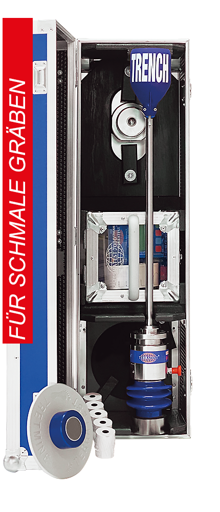 <span style="color: #c1001f;">FÜR SCHMALE GLASFASER GRÄBEN</span><br><span style="font-family: Helvetica, Arial;">Rundum-Sorglos-Paket<br></span>TERRATEST 7000 TRENCH<sup>®</sup>